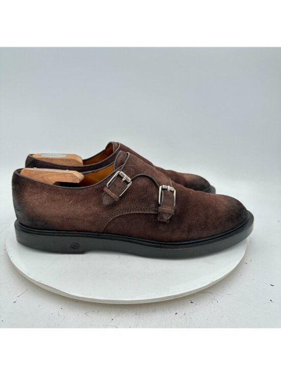 Gucci Men Size UK 9 US 9.5 Dark Brown Suede Double Monk Strap Dress Shoes main image 5